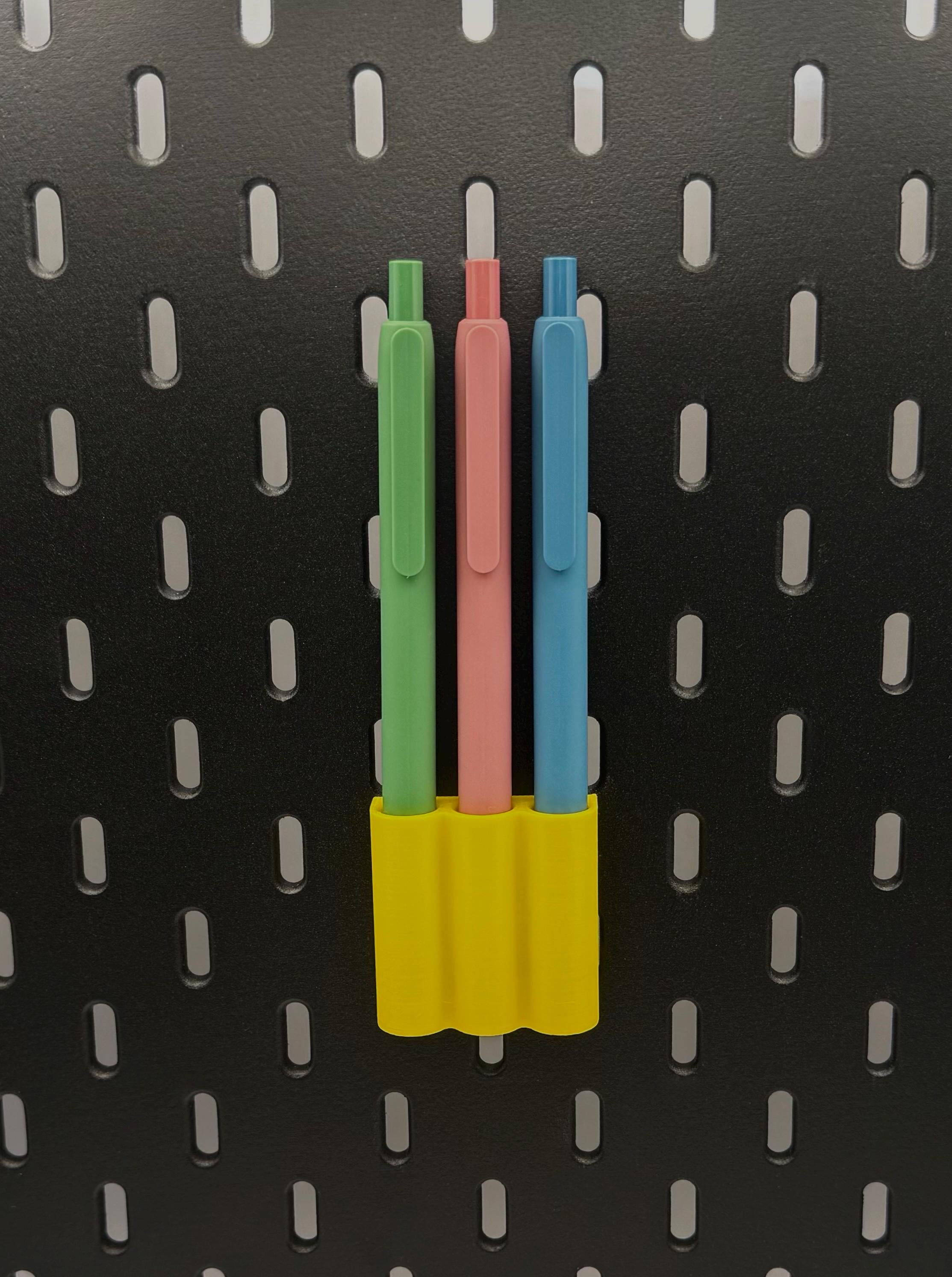 IKEA Skadis Stift Halterung – Stiftehalter & Kugelschreiber Halter | Pegboard Zubehör | 3 oder 6 Steckplätze bis 11,3 mm | 3D Druck
