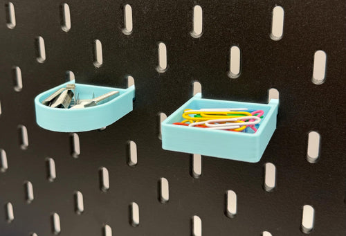 IKEA Skadis Ablage – Mini Regalboden Schreibtisch Organizer | Pegboard Zubehör | Rund & Eckig 4,5x4,5 bis 4,5x8,5 cm | 3D Druck