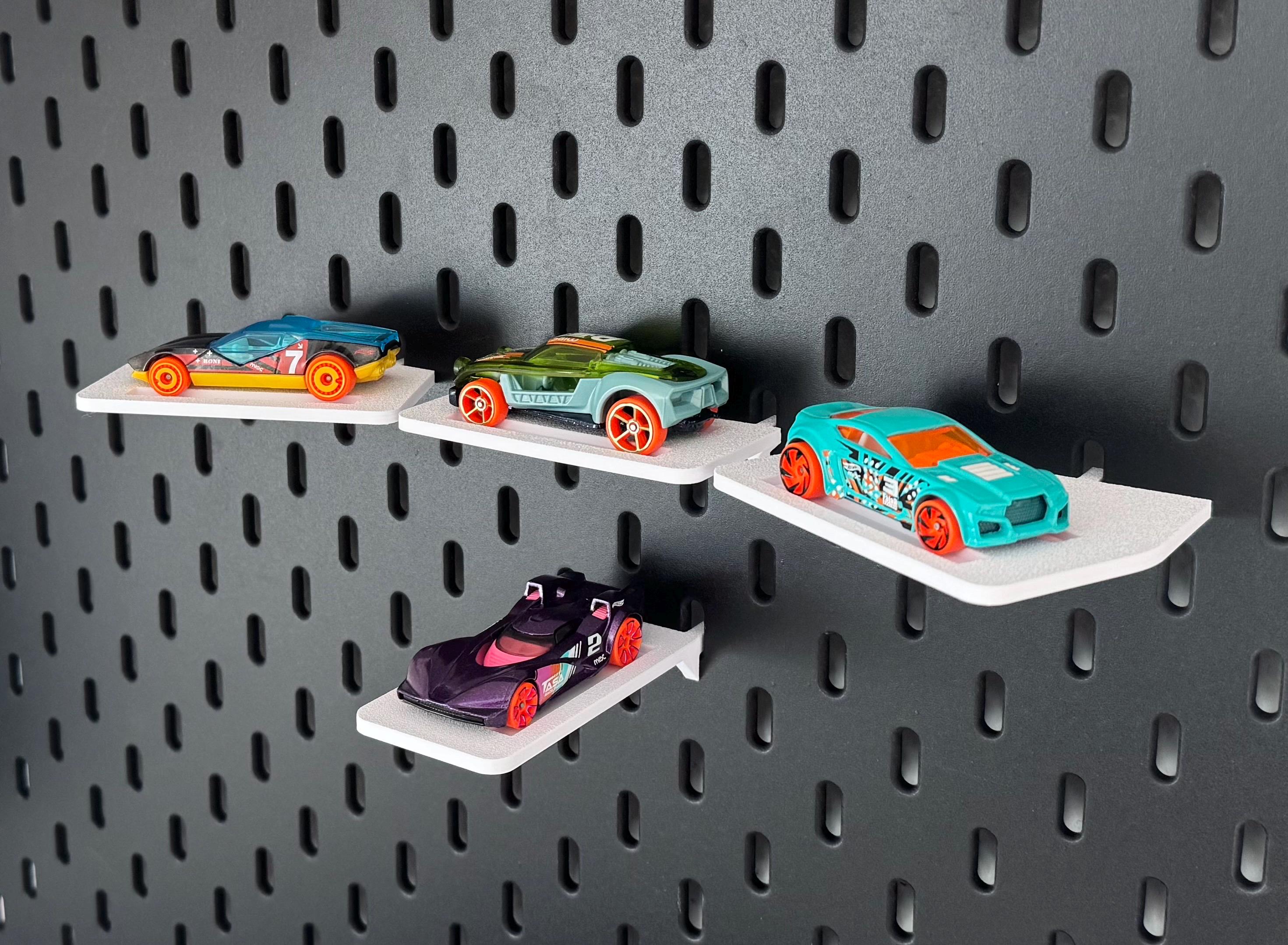 IKEA Skadis Hot Wheels Halter – Gamecar Display & Spielzeugauto Organizer | Pegboard Zubehör | Quer Längs Gedreht | 3D Druck
