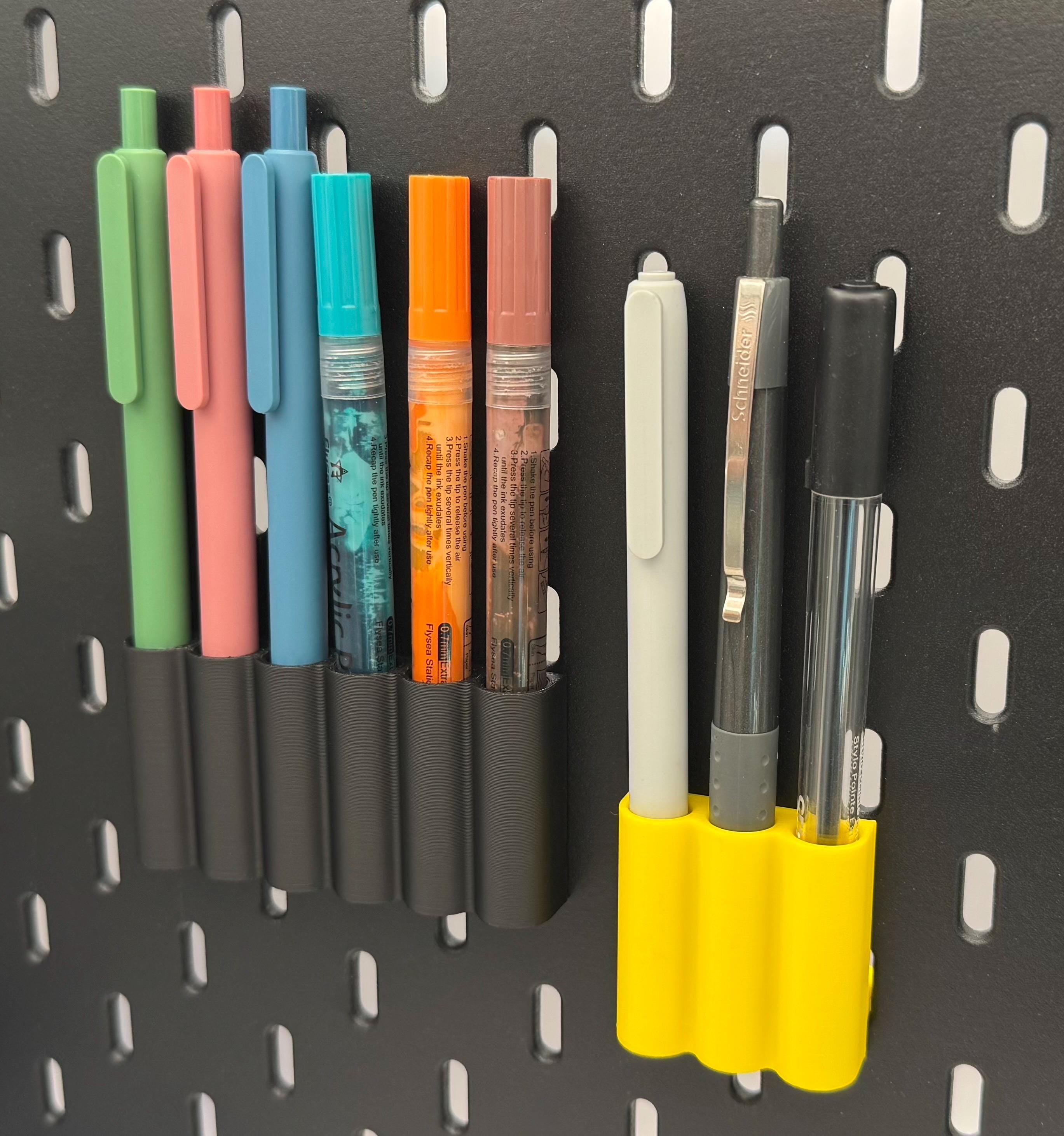 IKEA Skadis Stift Halterung – Stiftehalter & Kugelschreiber Halter | Pegboard Zubehör | 3 oder 6 Steckplätze bis 11,3 mm | 3D Druck