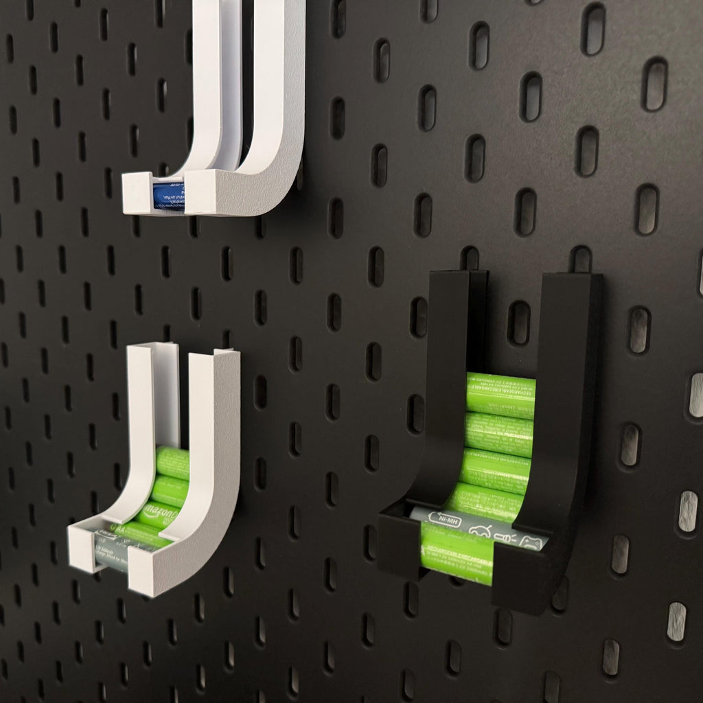 IKEA Skadis Batteriespender – Batterie Halter & Organizer für AA und AAA | Pegboard Zubehör Werkstatt | Set Option | 3D Druck