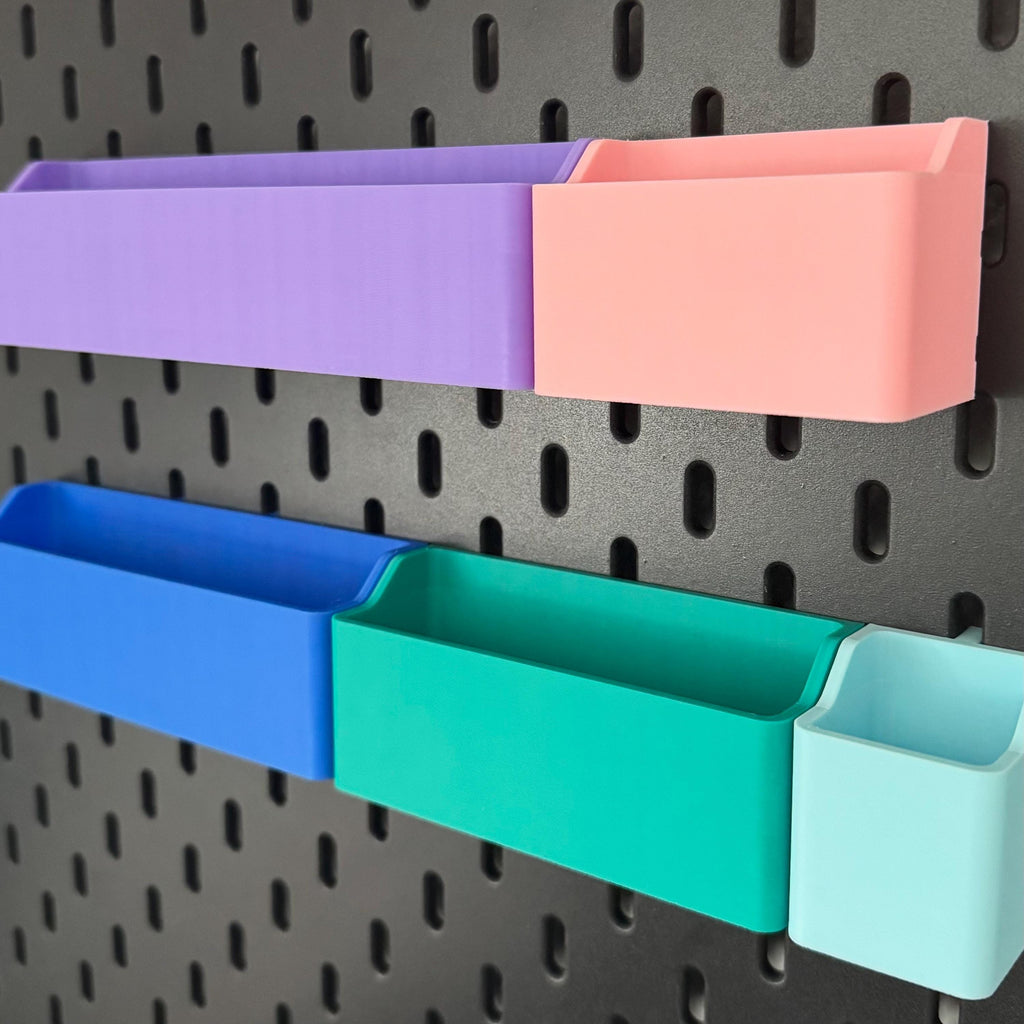 IKEA Skadis Aufbewahrungsboxen – flexible Kleinteile Organizer, 3D Druck, Pegboard Zubehör, Breite 4–20 cm, Tiefe 4 oder 8 cm