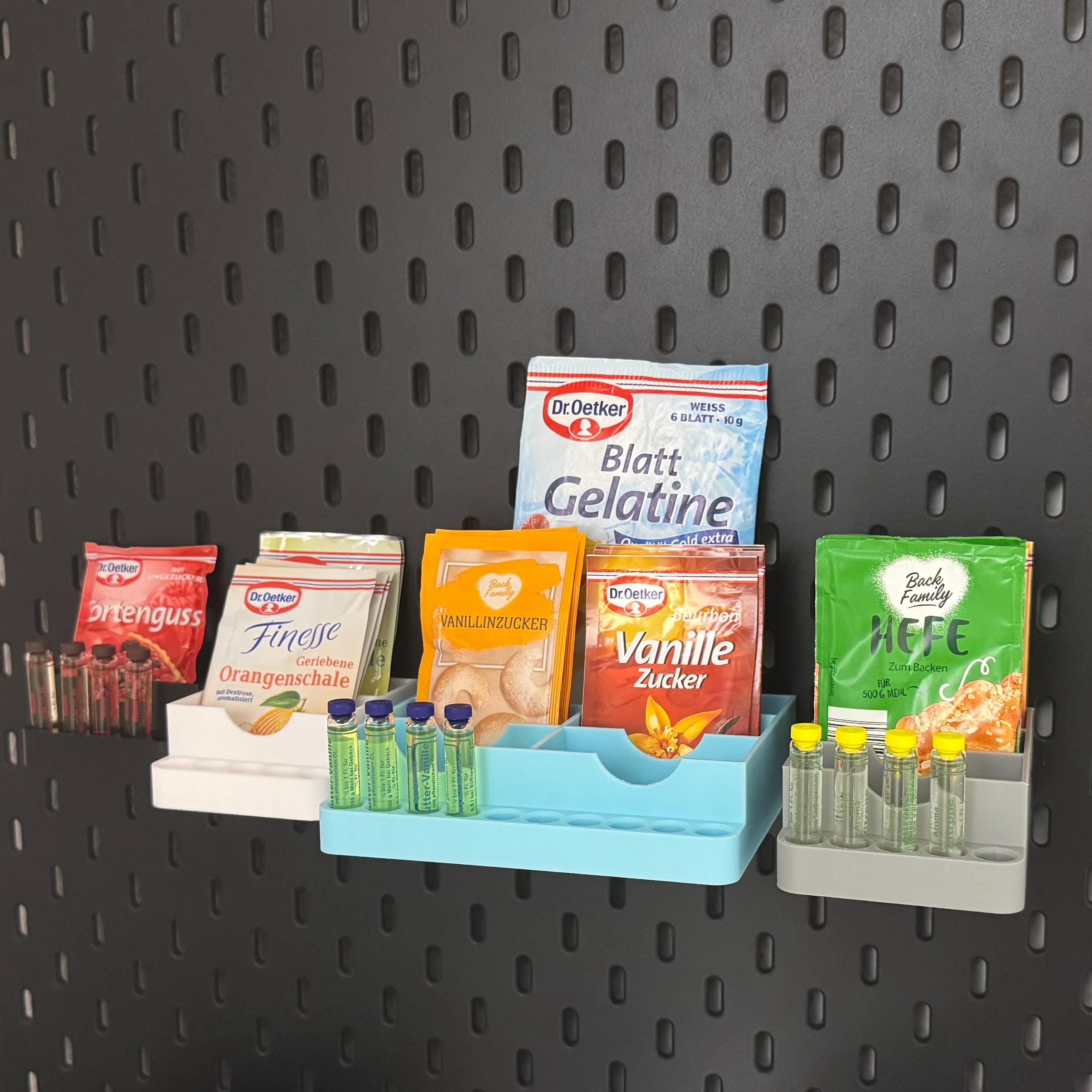 IKEA Skadis Backzutaten Halter – Organizer für Backpulver und Vanillezucker | Puddingpulver & Kräuter | Pegboard Küche | 3D Druck